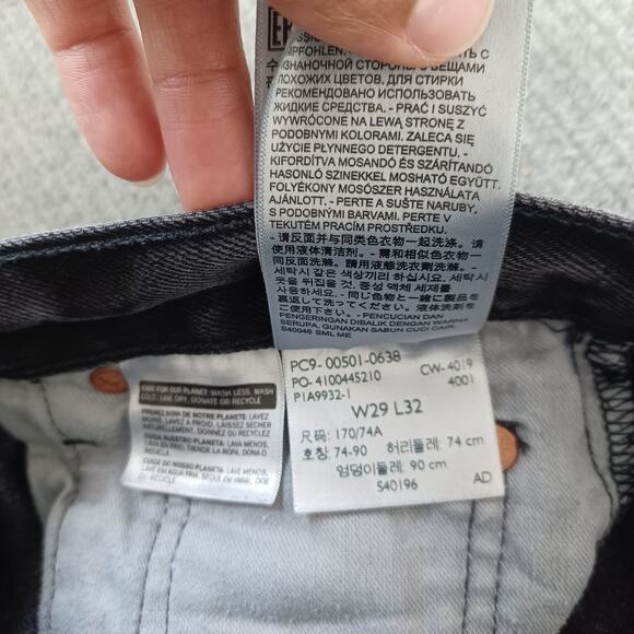 Levis 501 Jeans Mens 29x32 Black Stretch Casual Faded Button Fly Western Work - Picture 8 of 10